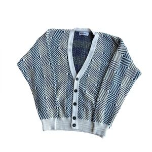 VTG 90s Jantzen Geometric Knit Cardigan Made in Canada Large
